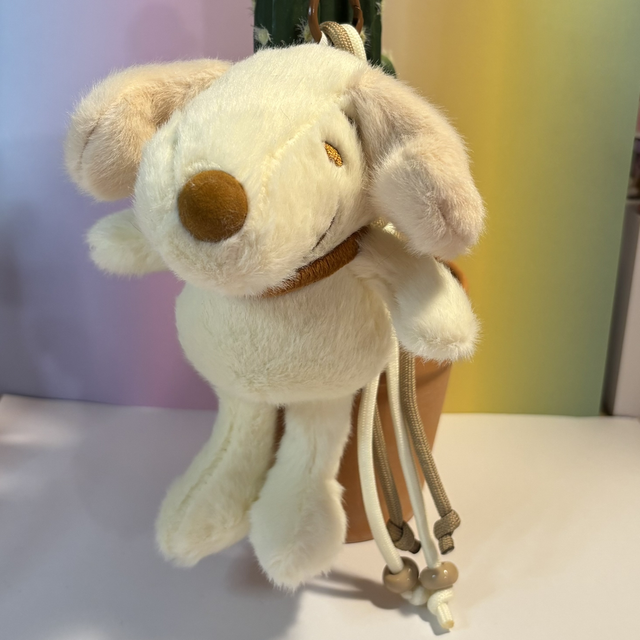 Snoopy inspired plush pendant keychain beige design