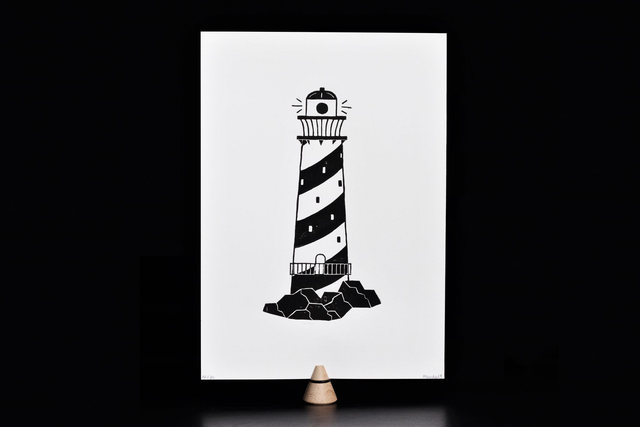 Linogravure A4 Phare