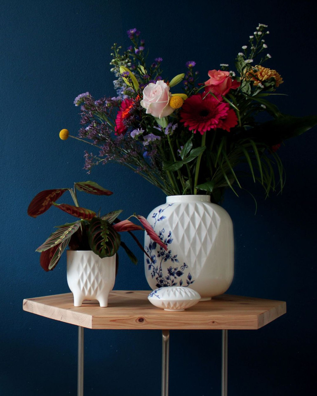 Heinen Delfts Blauw Blauw Vouw vaas XL