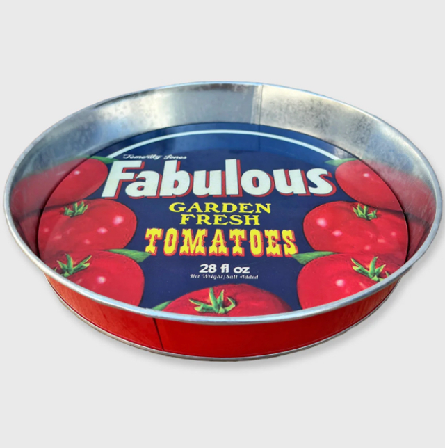 Retro Tin Tray - Blue Garden Fresh Tomato 