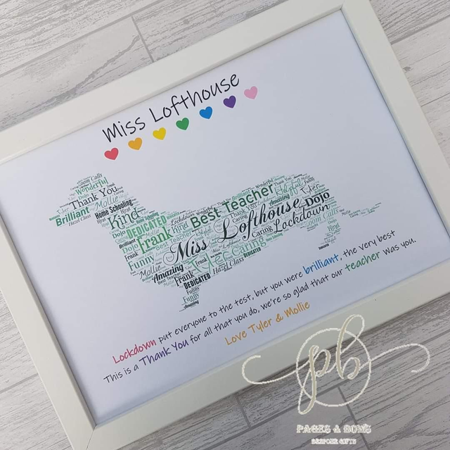 Choose your own design | Thank you teacher personalised print &amp; frame 