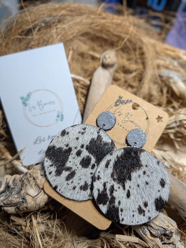Boucles d'oreilles Moon vache mo001