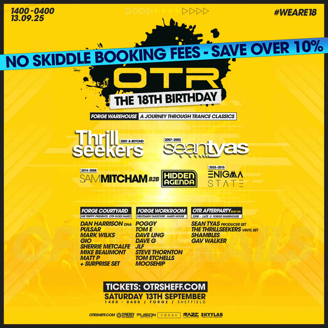 OTR 18th Birthday - Sat 13th Sept - Event Tickets