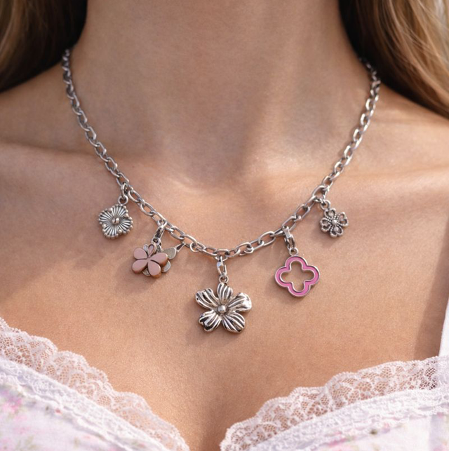 Ketting klaver zilver