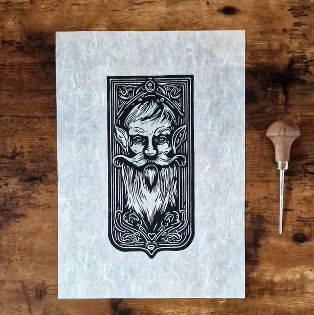 Linogravure - L&#039;Elfe Denetor