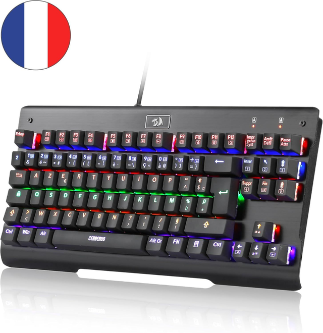 Clavier Mécanique Redragon K561 – Filaire USB, AZERTY Français, RGB Dynamique, Switchs Bleus