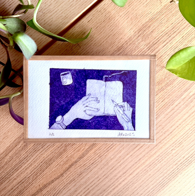 Sketching bleu concentré - petit cadre 10x15