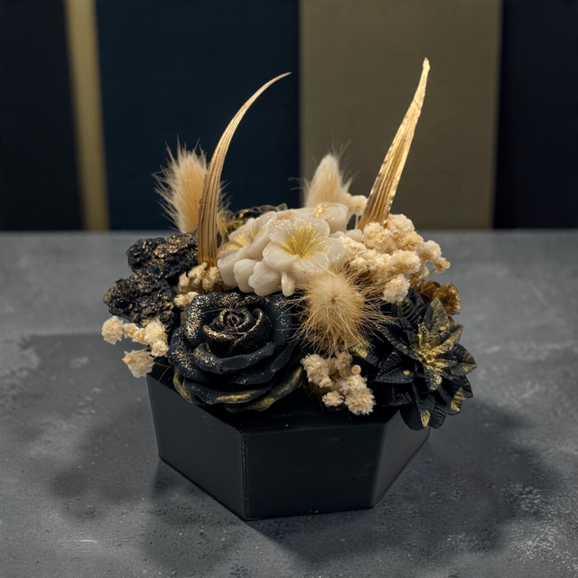 Bouquet de fondants parfumés noir et doré – Une création élégante et raffinée