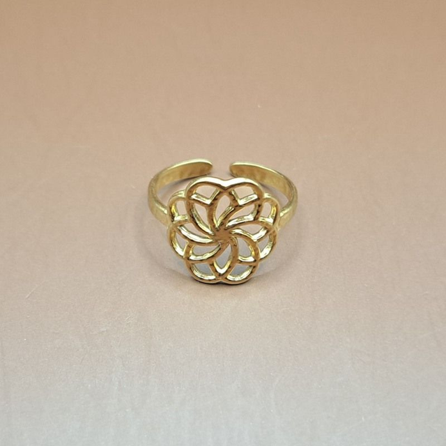 Bague ajustable Fleur de vie dorée