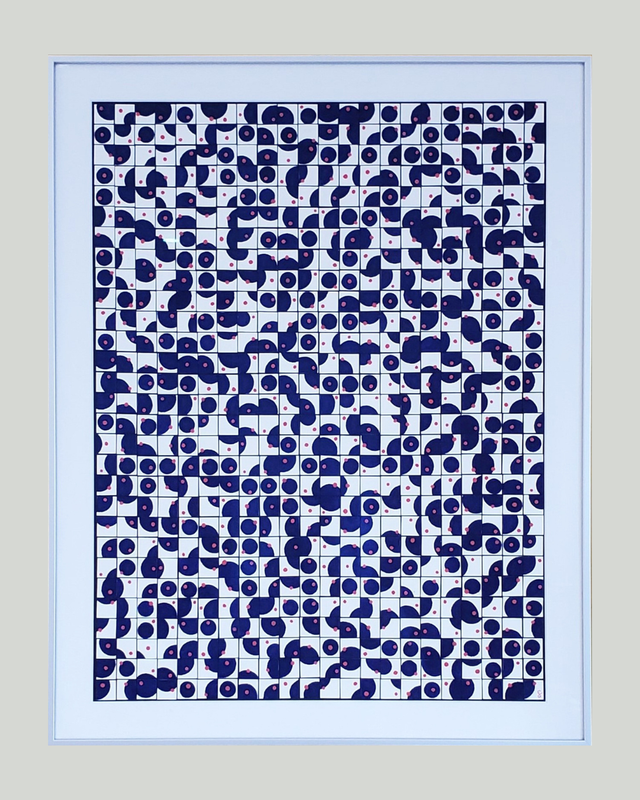 Collage "Mouvement bleu" - 63 x 48 cm