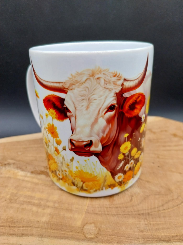 Mug  vache avec ses fleurs