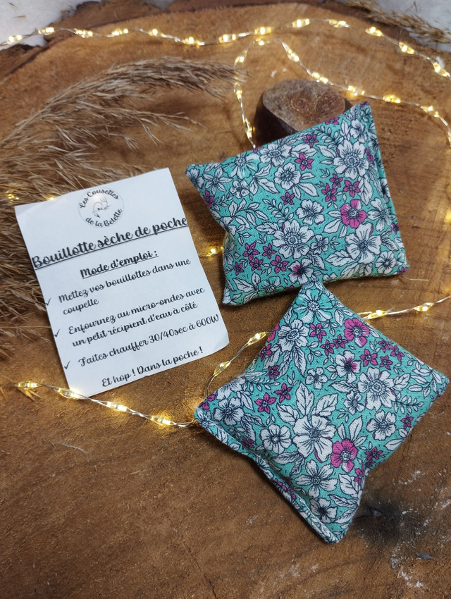 Bouillotte sèche de poche - Liberty turquoise