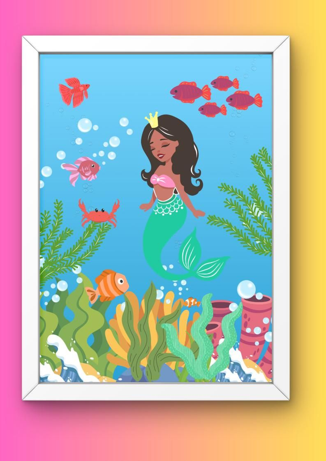 Mermaid Princess - Under the Sea Art Print Unframed 