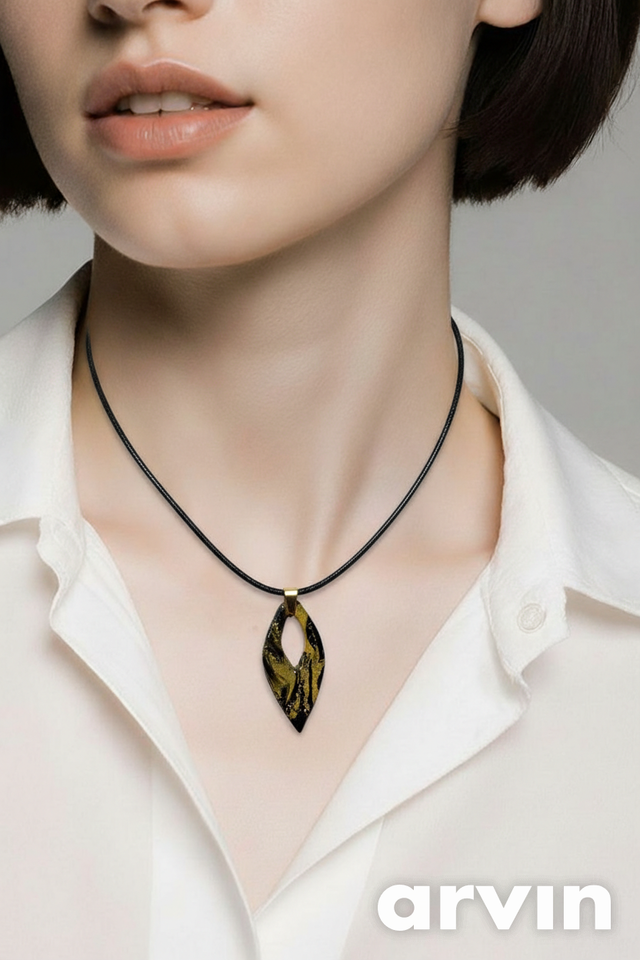 Pendentif goutte réversible Black and gold 