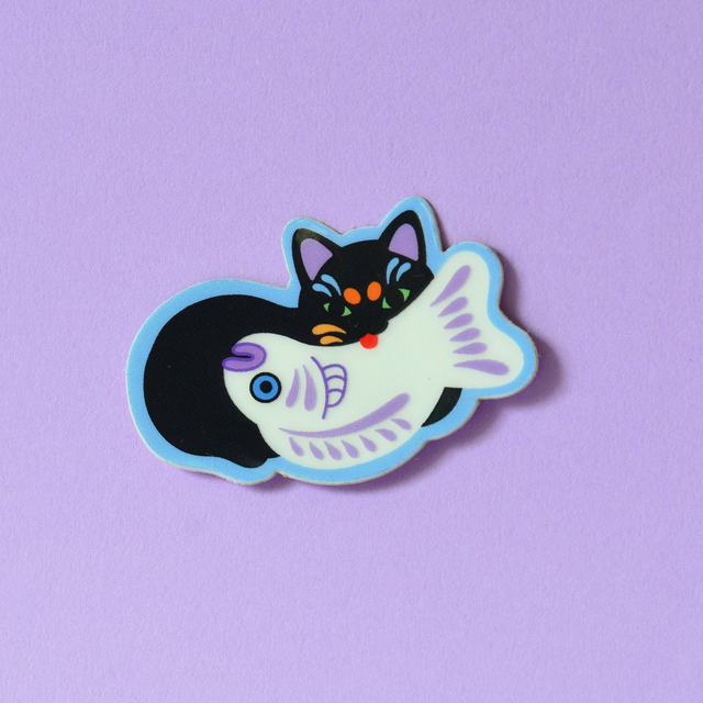 Sticker mini sakana neko phosphorescent