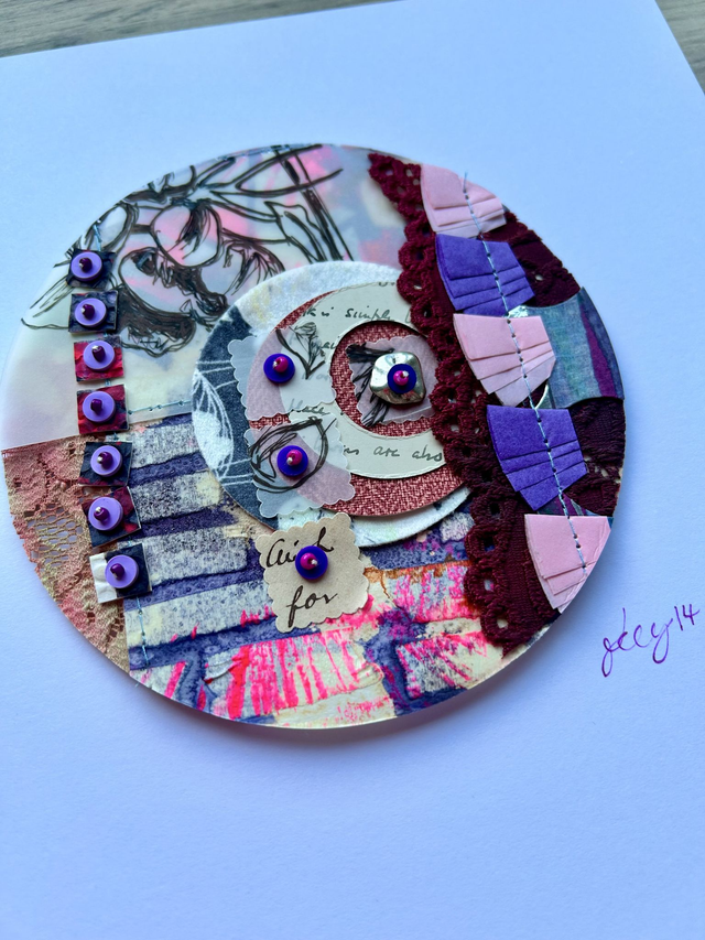 Square Paper + Stitch Collage - Purple