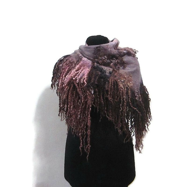 Scialle Lana seta feltro caldo viola infeltrimento inverno Fatto a mano Scialle donna Regalo unico