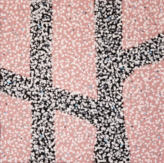 Peinture "Petites ombres et pétales no. 1" - 20 x 20 cm