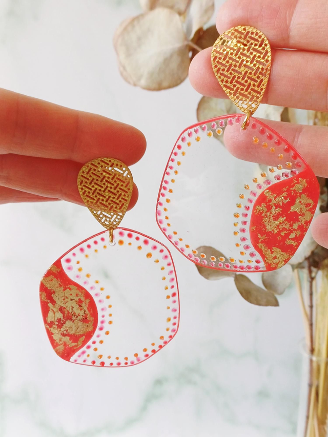 " Grenat " Boucles d'oreilles verres de lunettes 