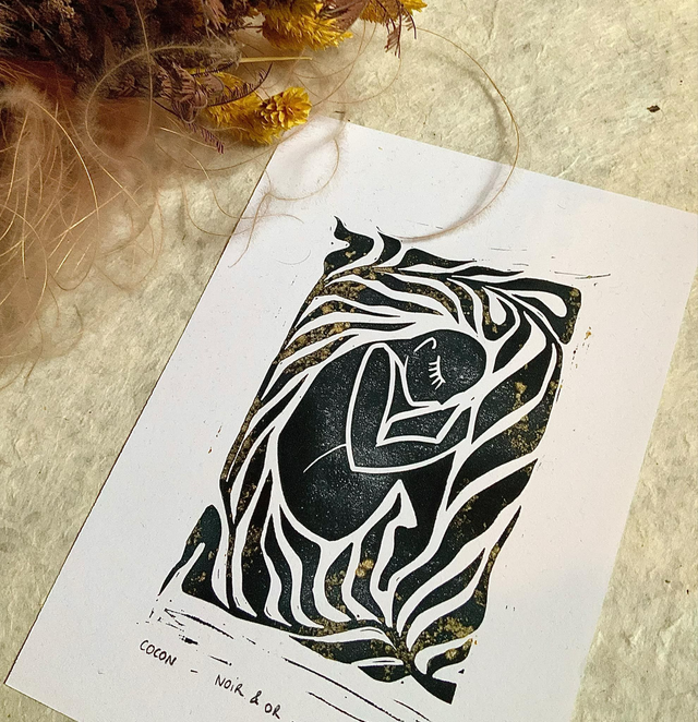 Linogravure - Cocon