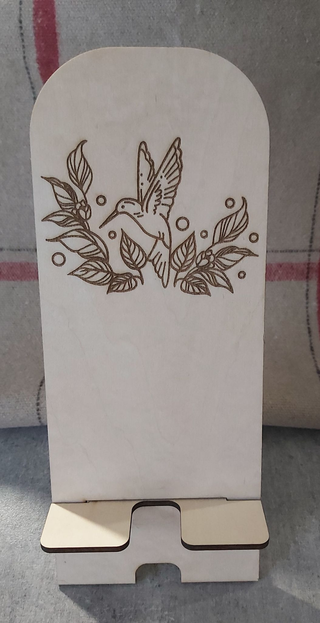 Support de téléphone en bois oiseaux 