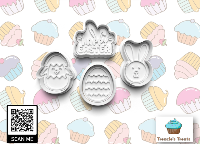Easter Theme Fondant/cookie stamps with cutters 
