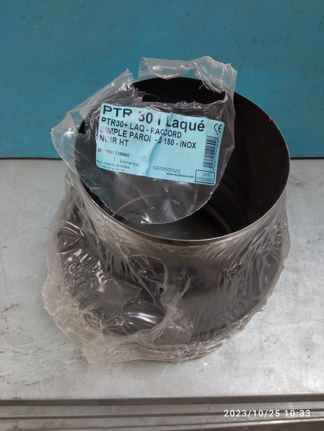 PTR30 Inox Laqué - Raccord Simple Paroi - D 150 - Inox Noir Ht - 2PTIRASS150NO 