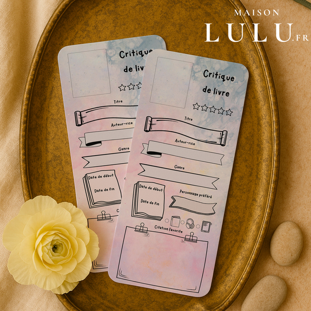 Marque page, Signet critique de livre, 11 couleurs