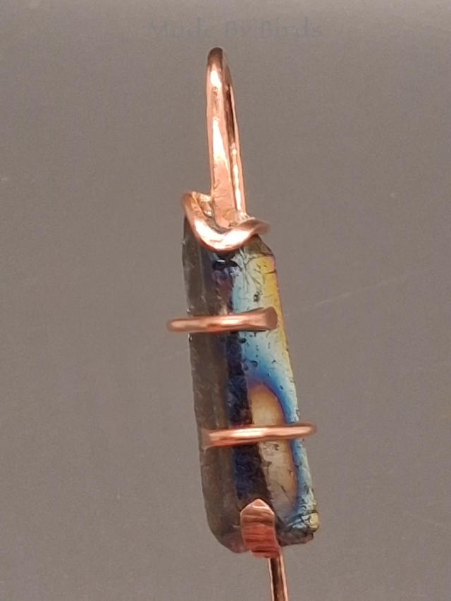 Handcrafted Solid Copper & Blue Aura Quartz Bookmark