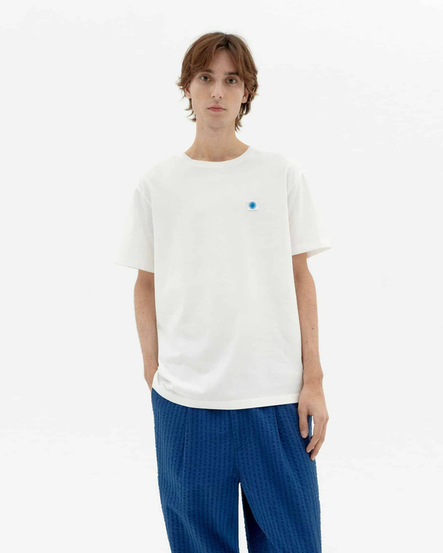 THINKING MU SOL CONTRAST WHITE TEE