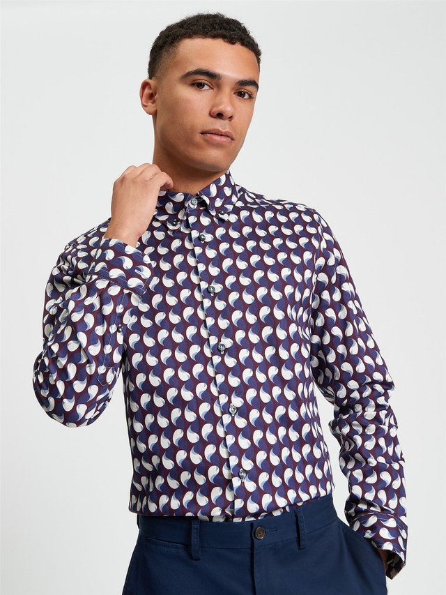 Ben Sherman 1013082 Paisley Print Shirt - Dark Wine
