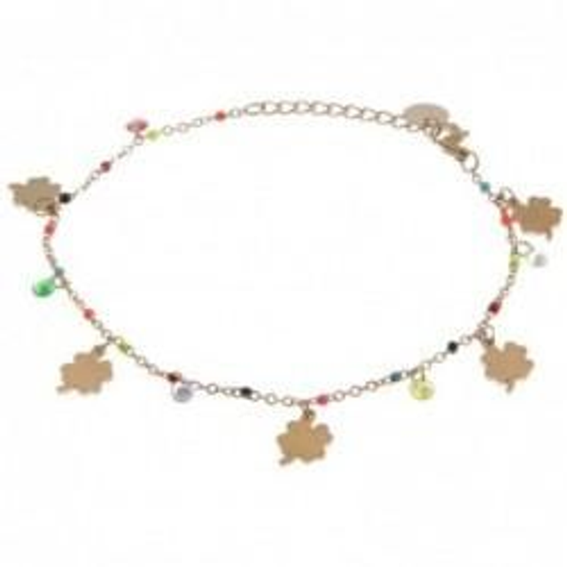 Cavigliera donna in acciaio con portafortuna 