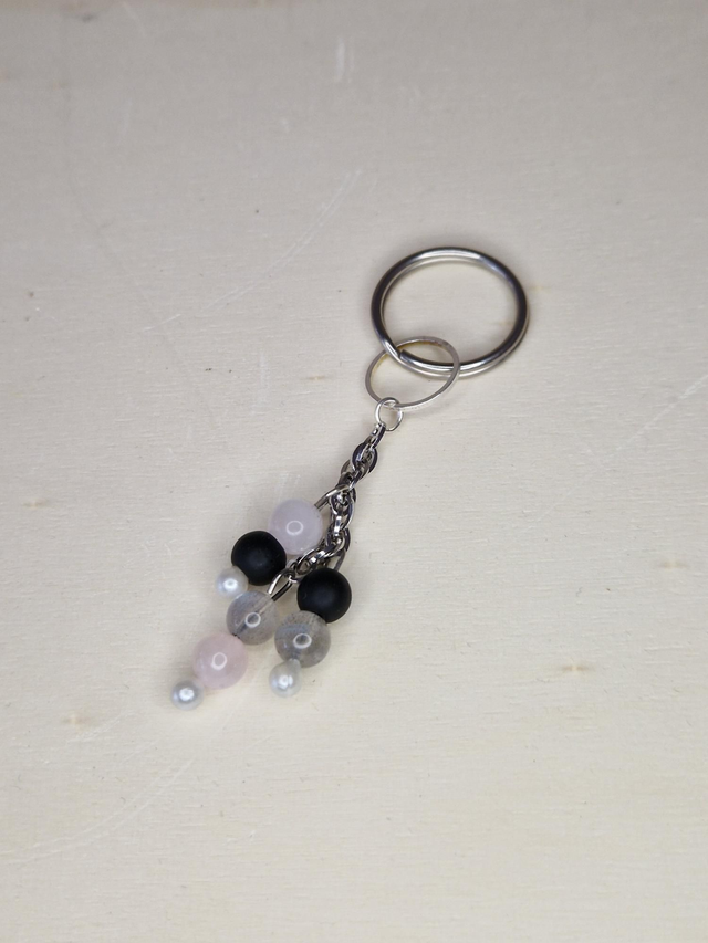Porte-clés. Labradorite, Quartz rose, Onyx / 008
