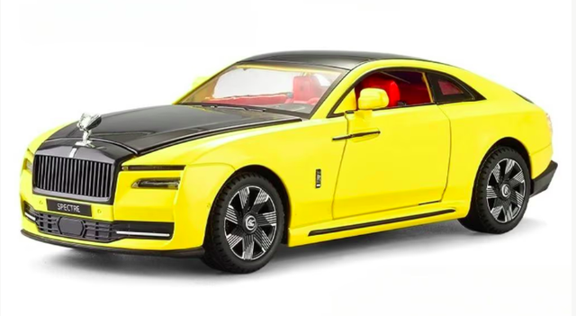 DieCast model auto metaal Rolls Royce Phantom geel zwart (1:24) 