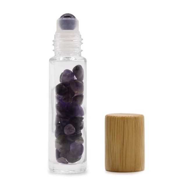 1x Gemstone Essential Oil Roller Bottle - Amethyst -