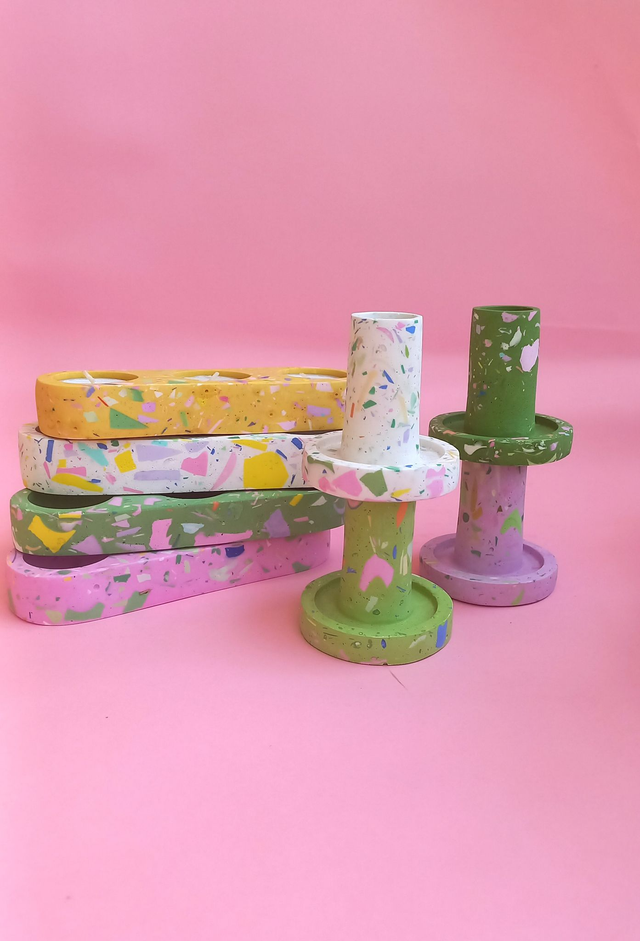 Wielokolorowy świecznik na tealight, lastryko