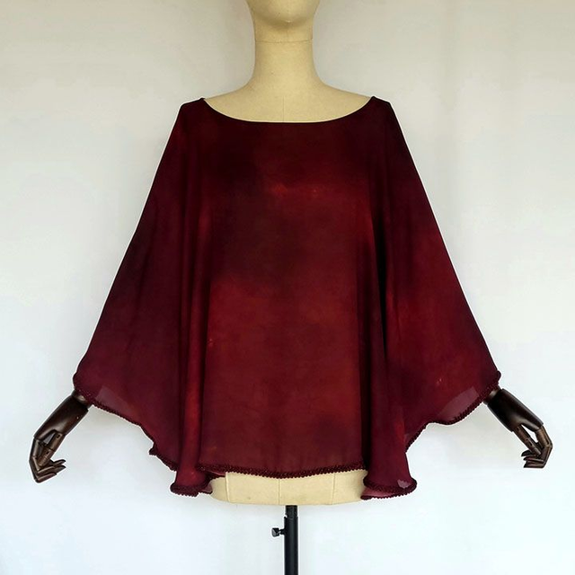 Tunique en Satin de Soie Imprimée Brodeaux - Pièce Unique