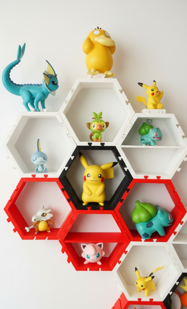 Étagère Murale Modulaire Hexagonale pour Collection