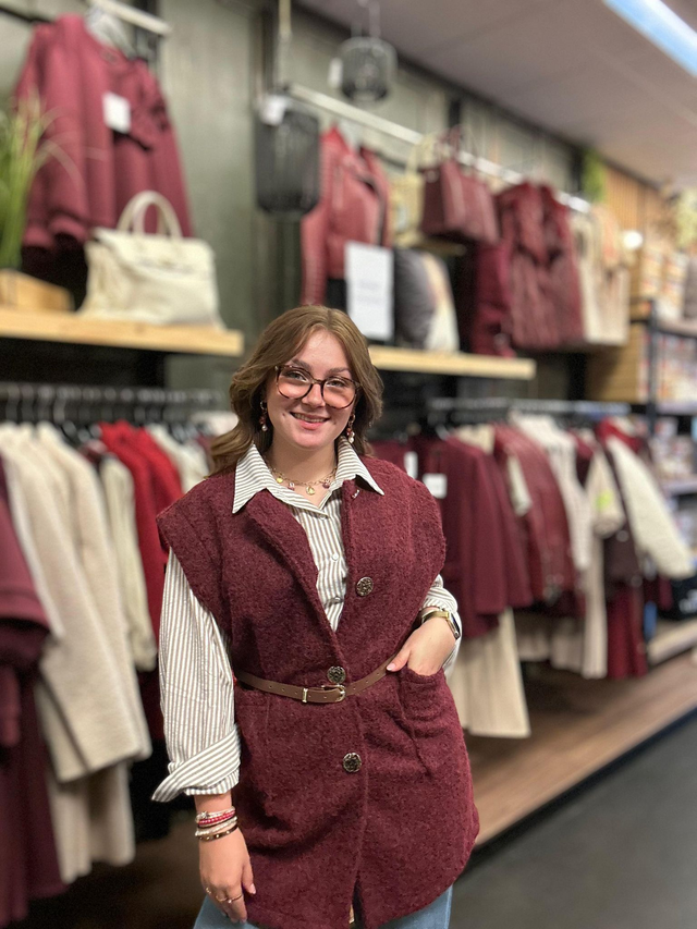 Bodywarmer met riem bordeaux