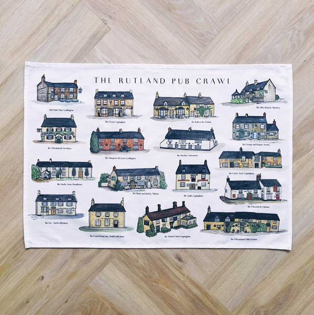 The Rutland Pub Crawl Tea Towel