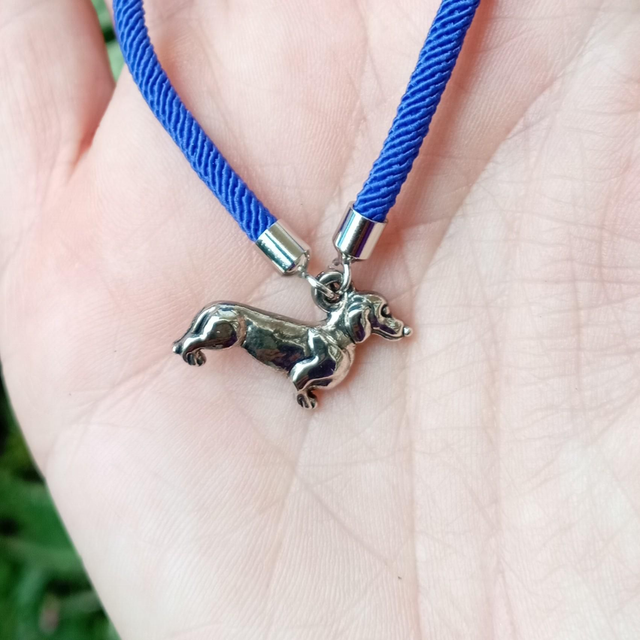 Dark Blue kids bracelet with a Sausage Dog Charm