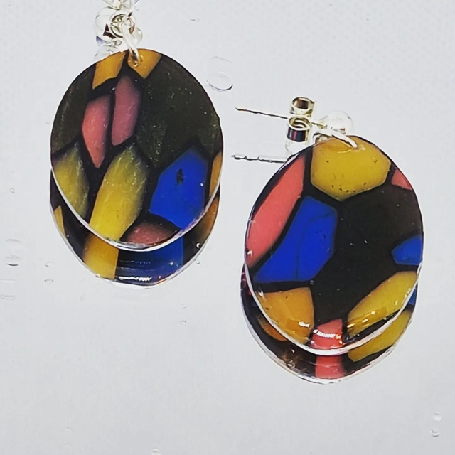 "Stained glass" oorbellen