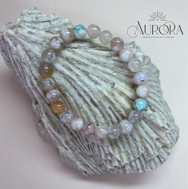 Kirschblüten Achat Armband 8mm *Unikat (KB-B) 