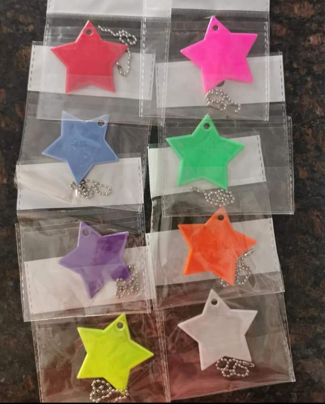 1x Reflective Personalised Hanging Star Or Heart Keychain Bag Zip Etx
