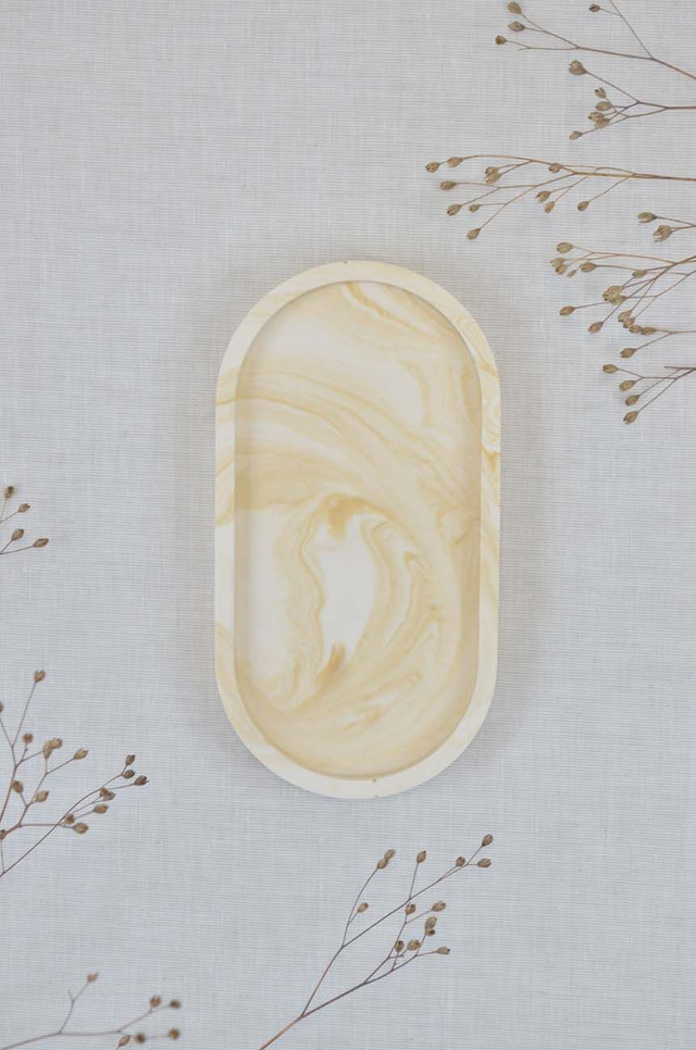 Plateau ovale : Beige marbré