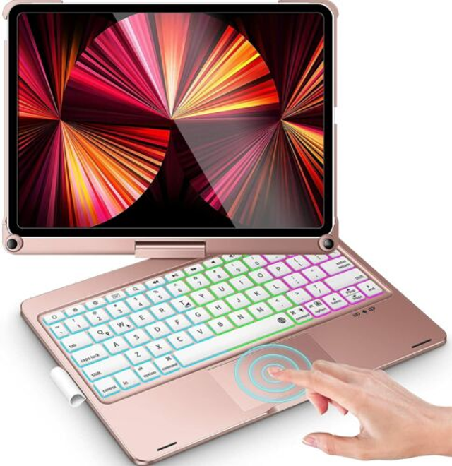 For iPad 9th 8th 7th Gen 2021 Air 3 Backlit Touchpad Keyboard Case Folio Cover Backlight