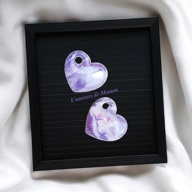 2 Pampilles coeur marbré (créoles interchangeables)  