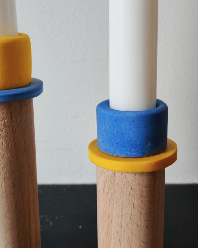 Bougeoirs - Jaune et bleu