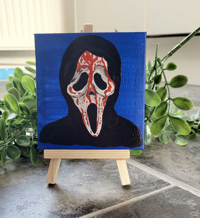 Original Mini Canvas Painting – Bloody Ghostface - Scream Movie