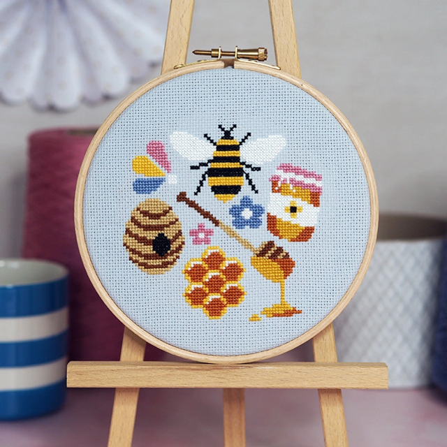 Oh Beehive Cross Stitch Kit by Caterpillar Cross Stitch